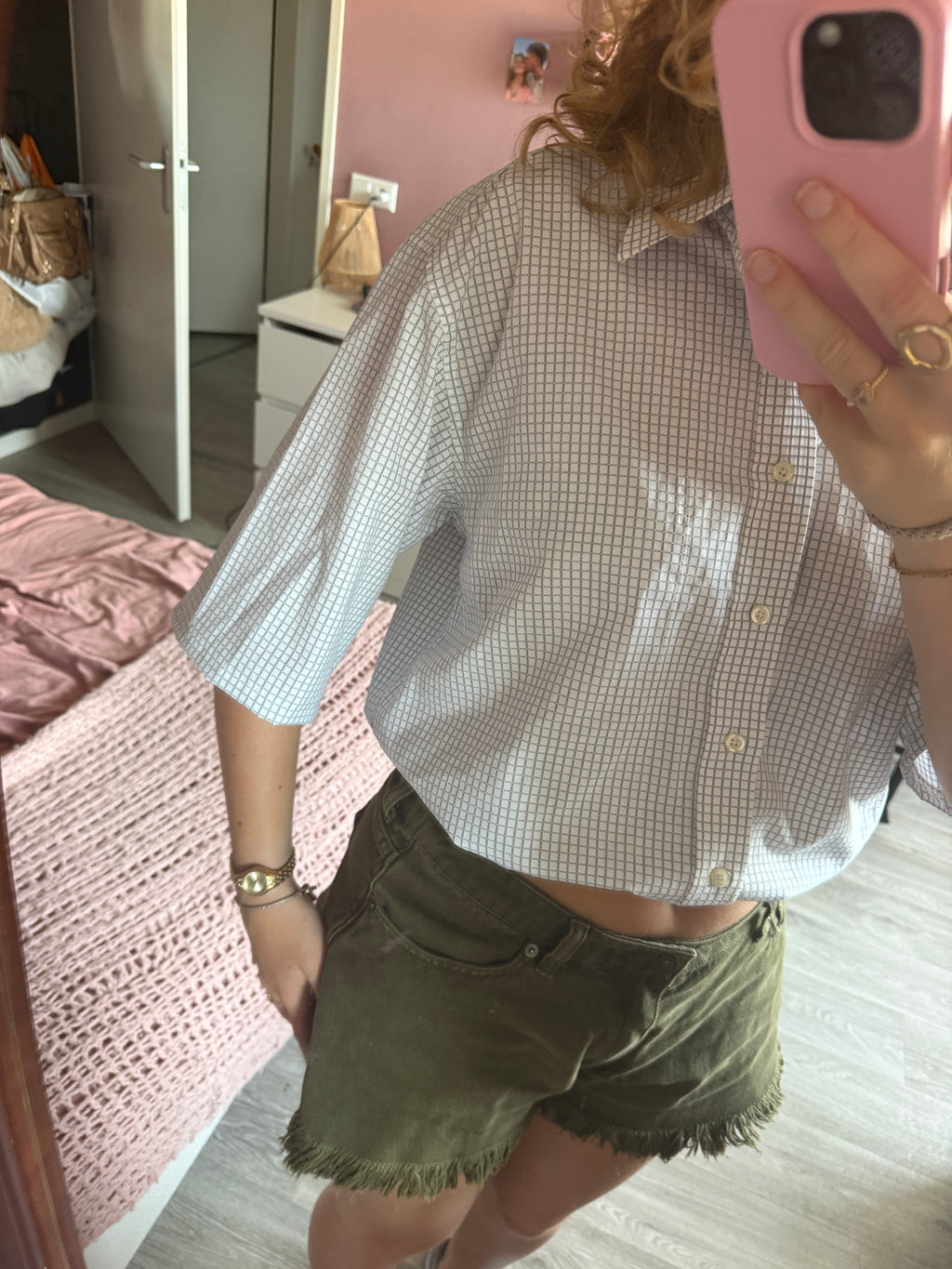 Geruite blouse met elastiek
