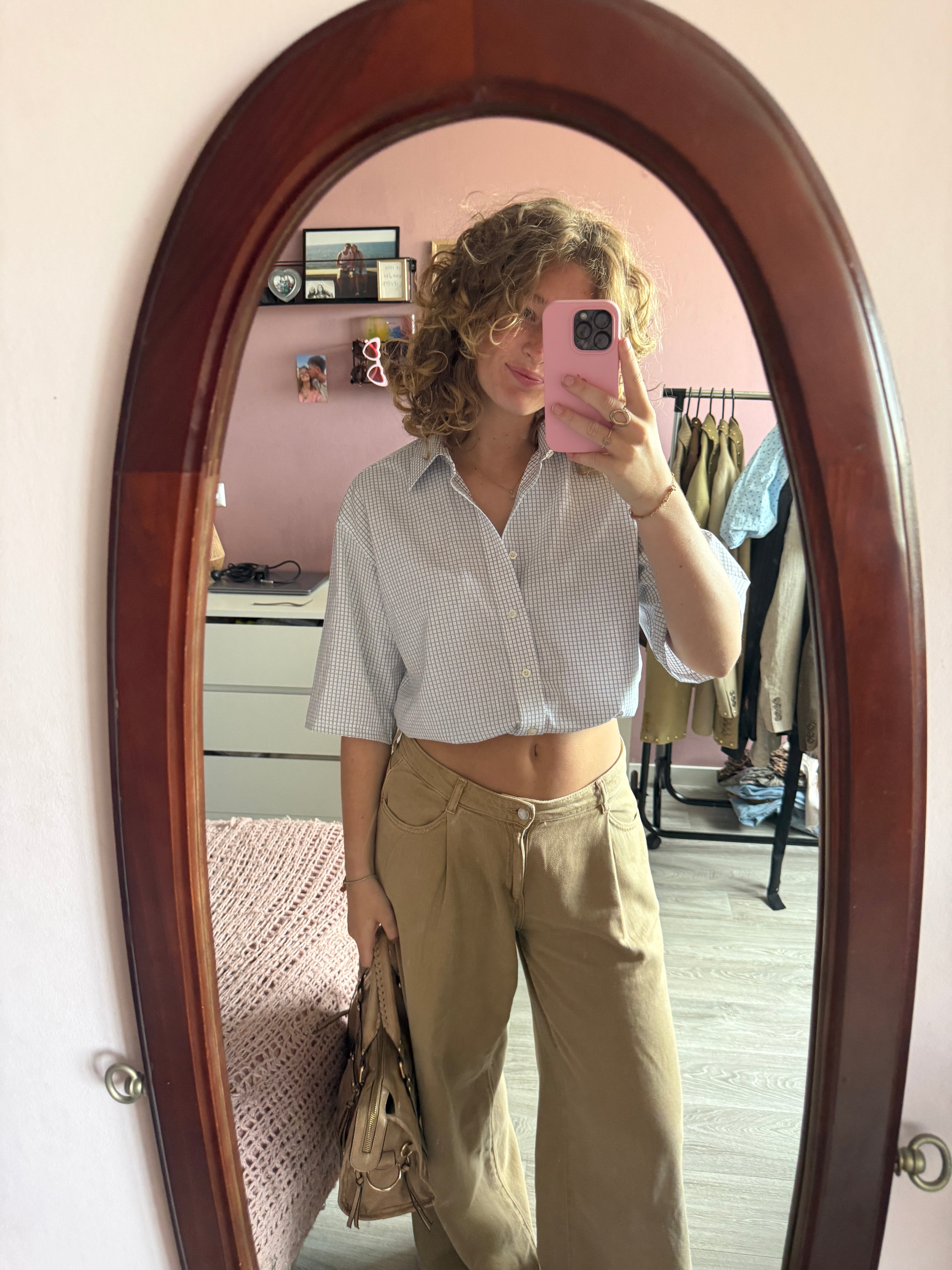 Geruite blouse met elastiek