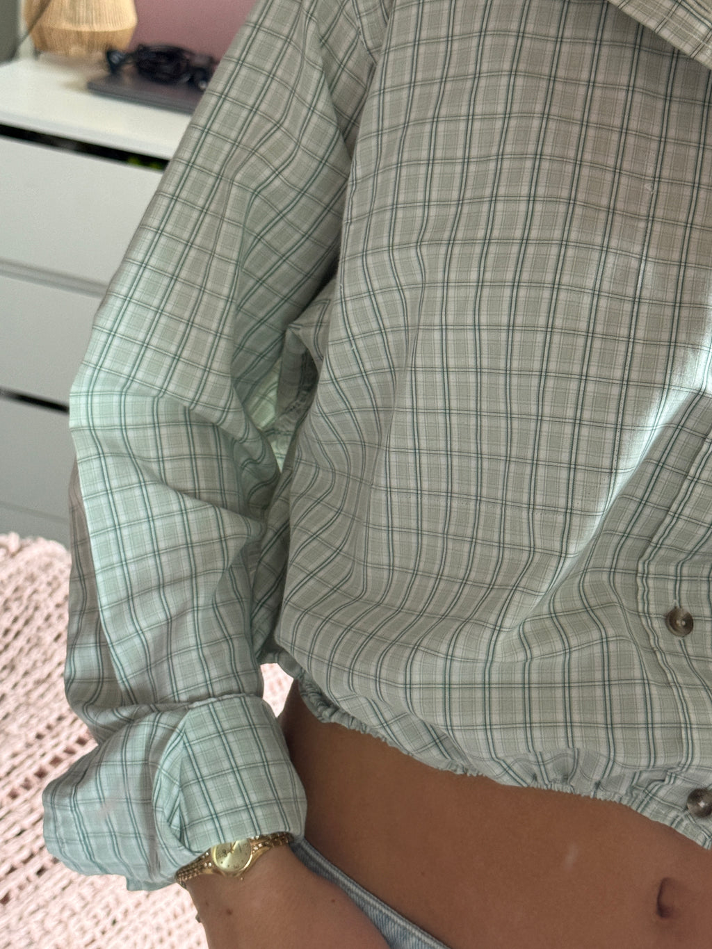 Groen geruite blouse