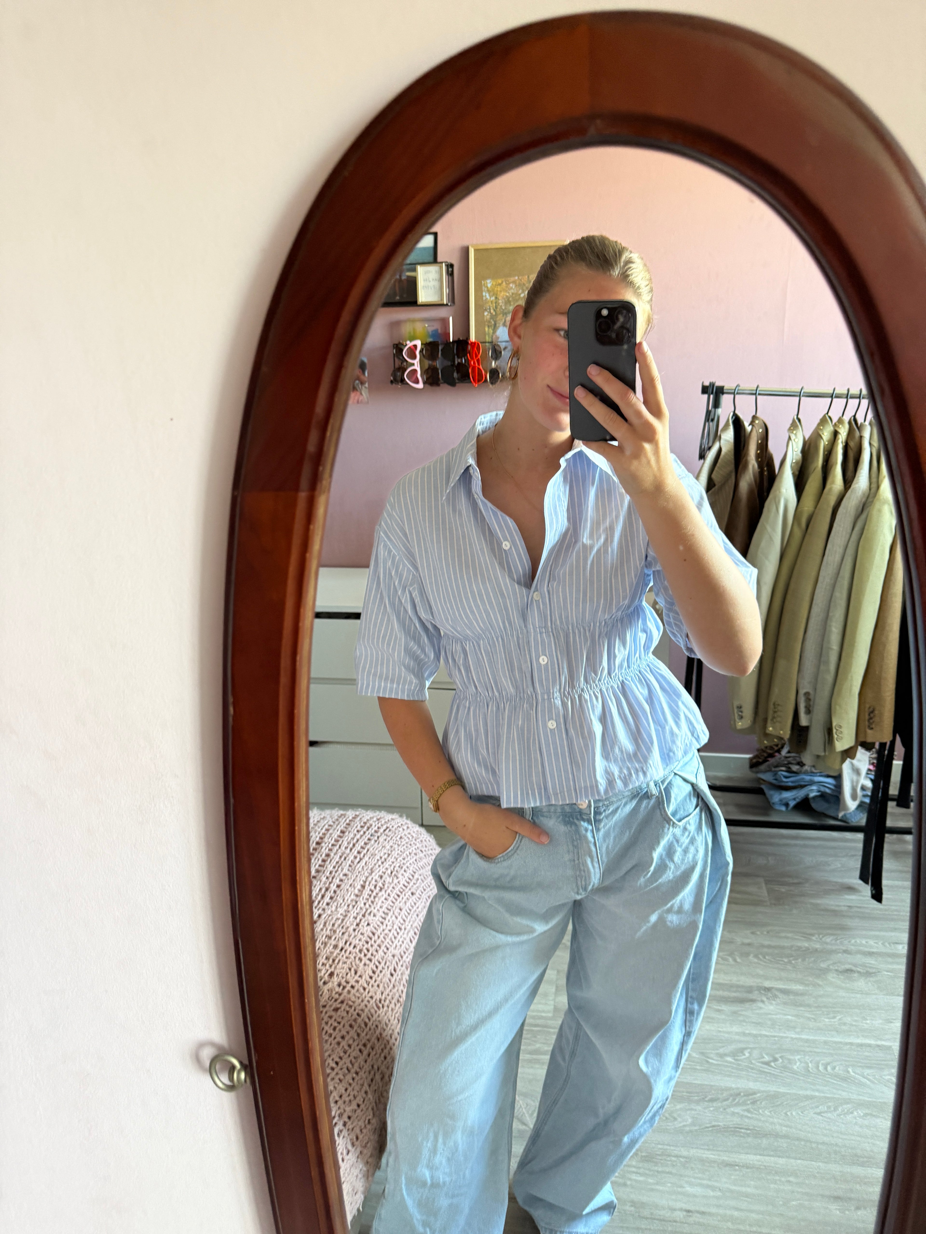 Getailleerde gestreepte blouse
