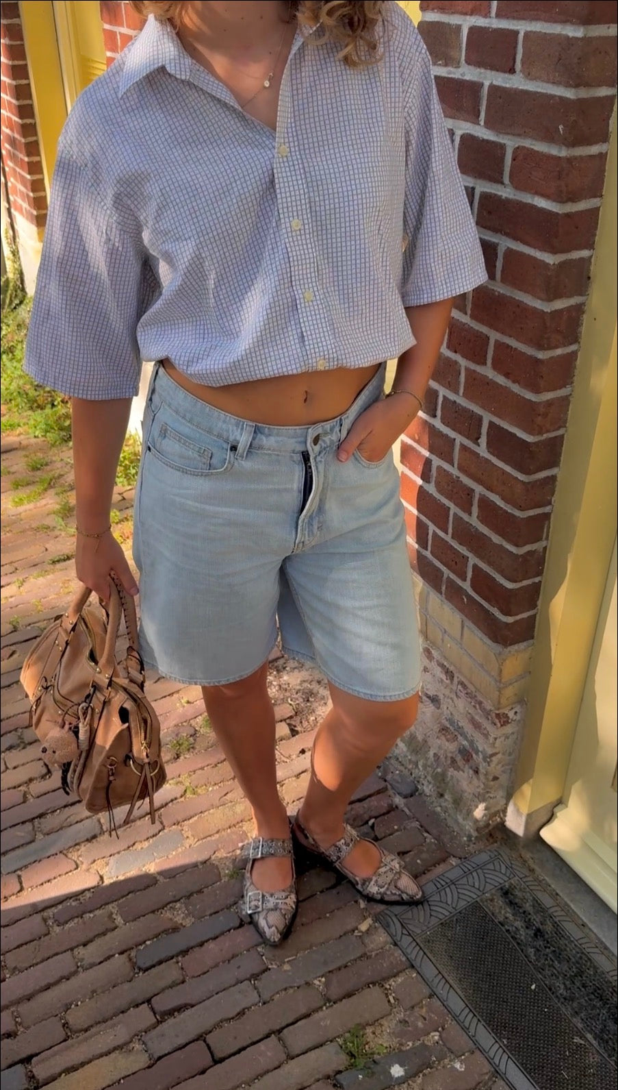 Geruite blouse met elastiek