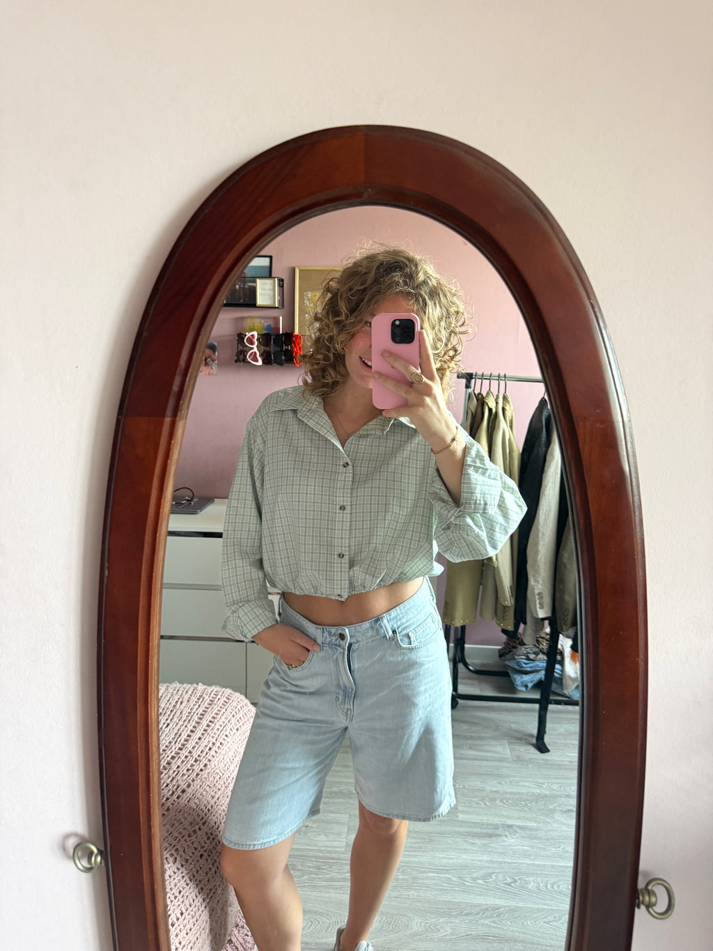 Groen geruite blouse