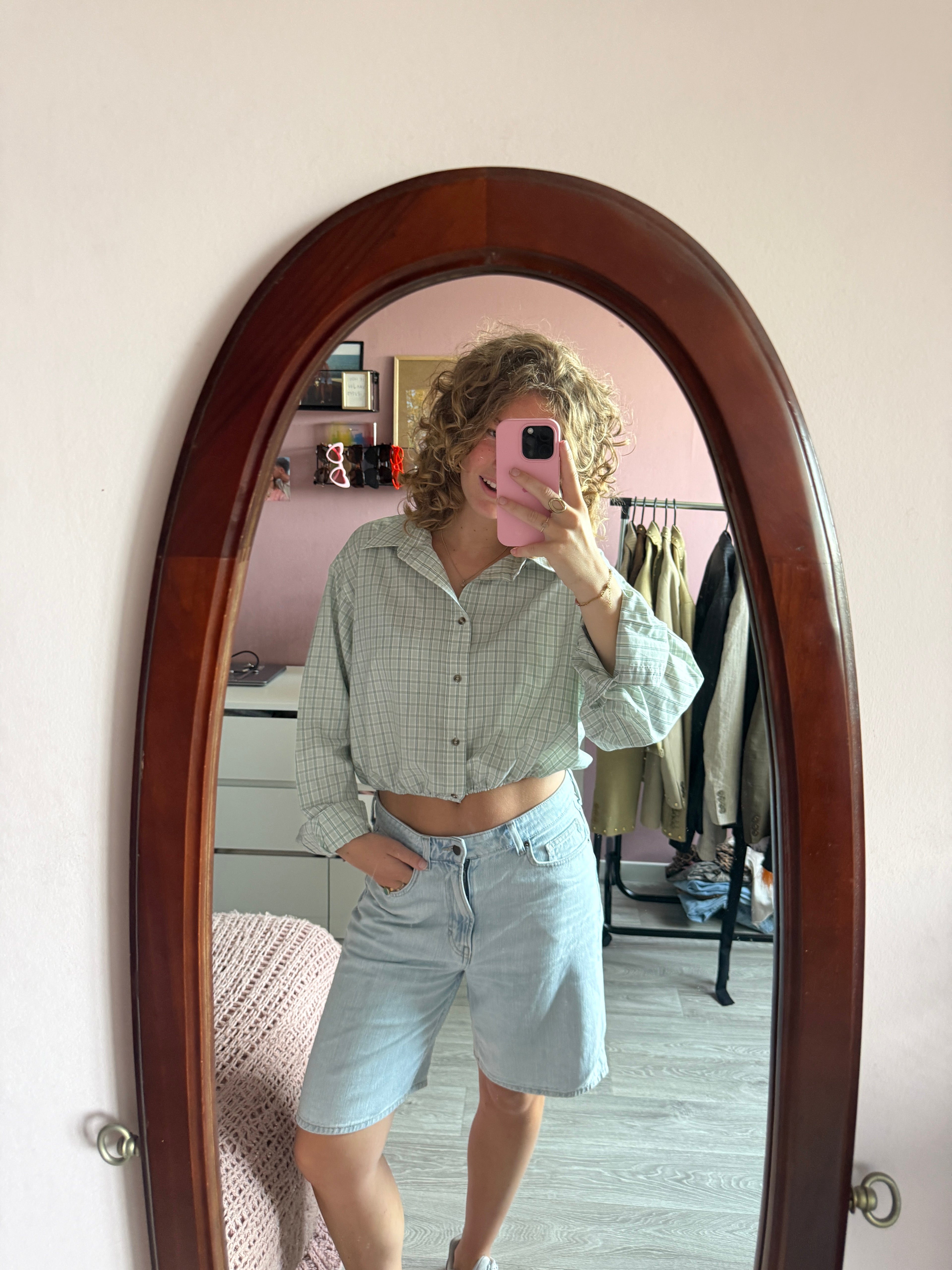 Groen geruite blouse