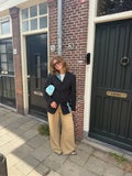 turquoise gestreepte blazer