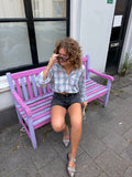 Geruite blouse met elastiek