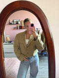 Upcycled cropped studded blazer