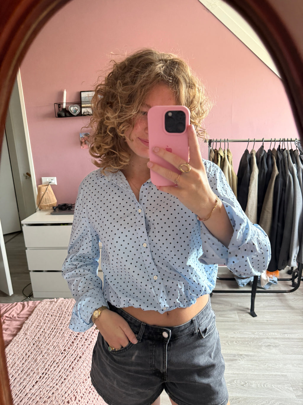 Stippel blouse met elastiek