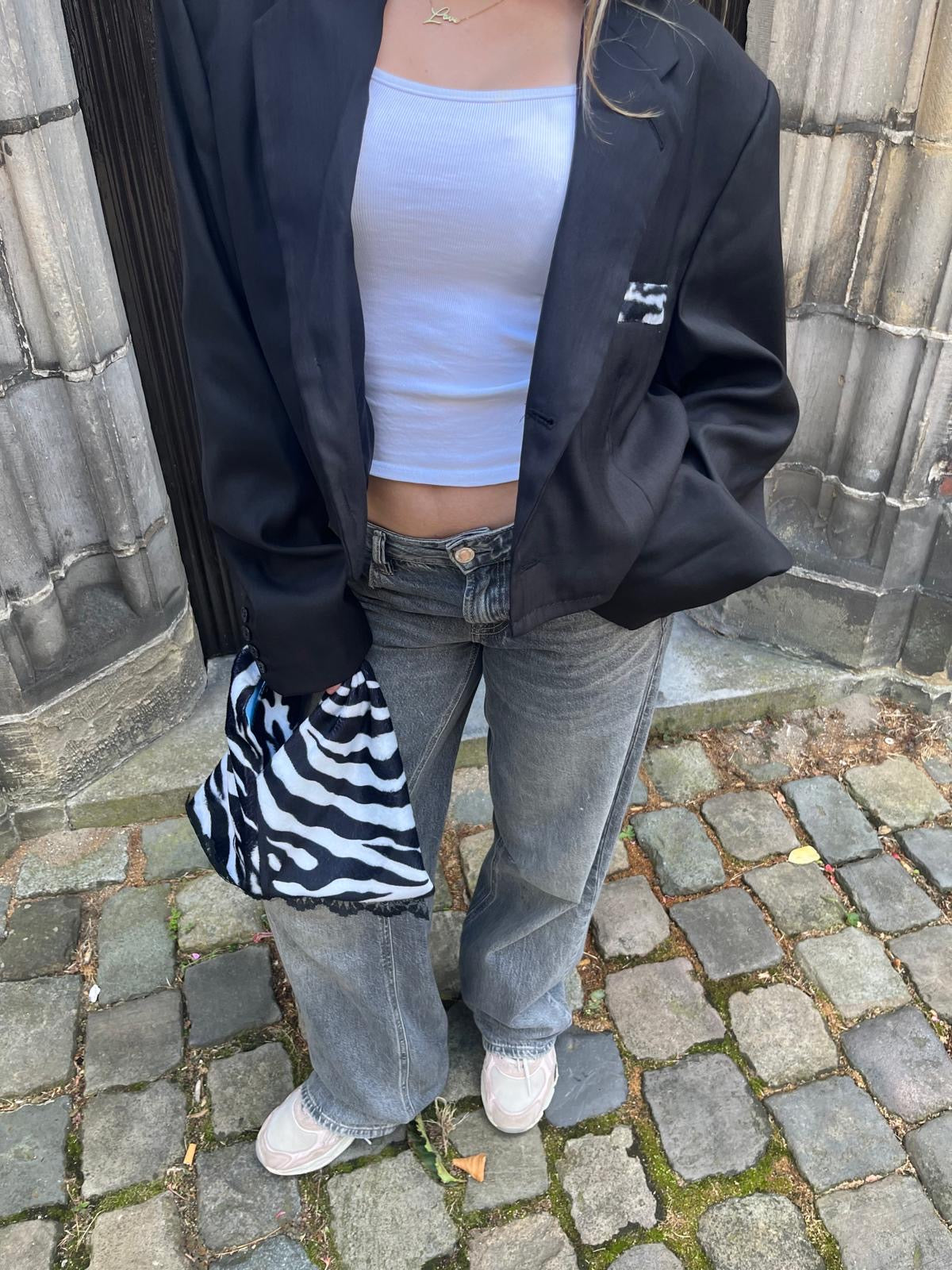 Zebra tas met kant
